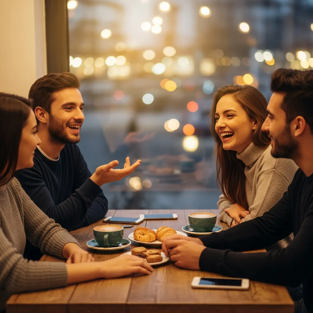 Romantic setting with a couple talking and bonding during an early stage of dating